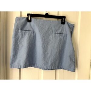 A New Day Linen Mini Skirt Womens 16 Light Blue Coastal Preppy Summer Golf